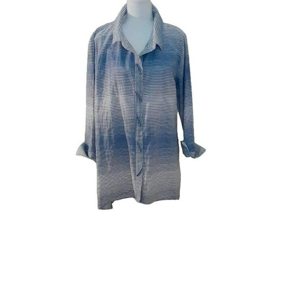 Ali Miles Button Front Crinkle Style Tunic Top Size L - Picture 1 of 6